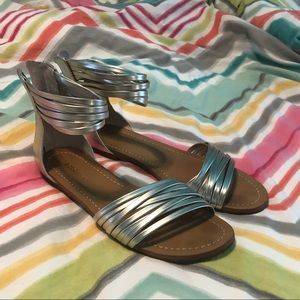 BCBG generation metallic crisscross sandals